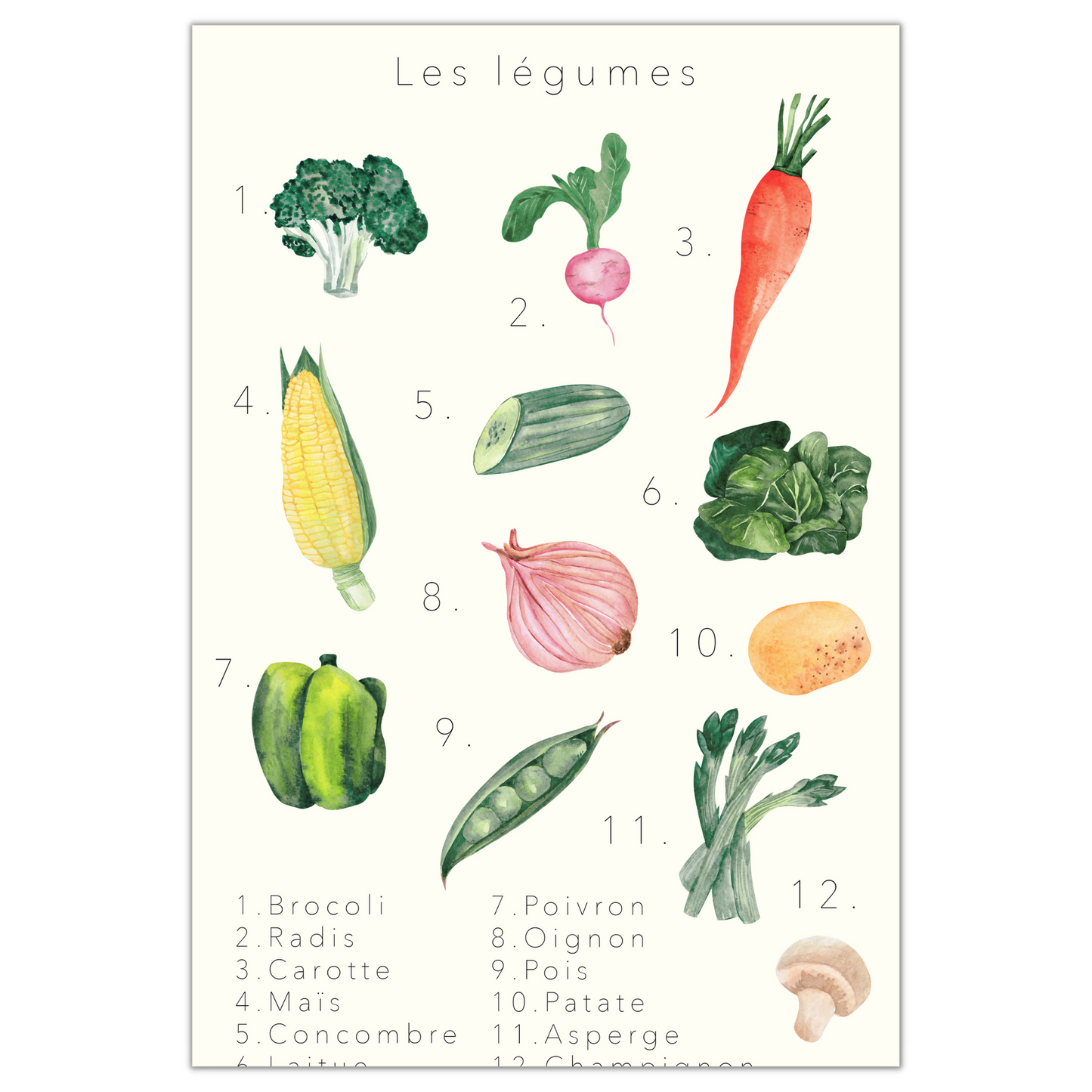 Affiche éducative & décorative "Légumes"